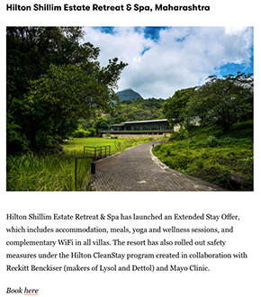 Hilton Shillim Estate Retreat & Spa to reopen on 17th July 2020